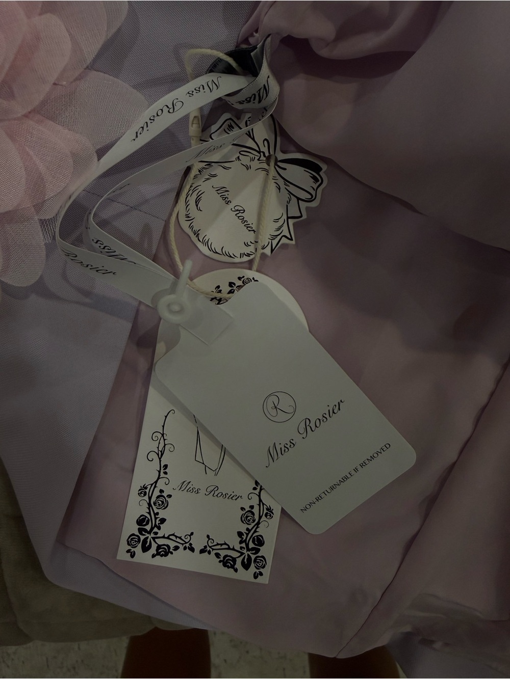 Lavender Floral Appliqué Mini Dress - Picture 3 of 3